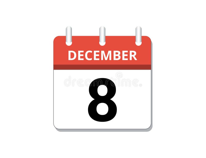 December, 8th Calendar Icon Vector, Concept of Schedule, Business and