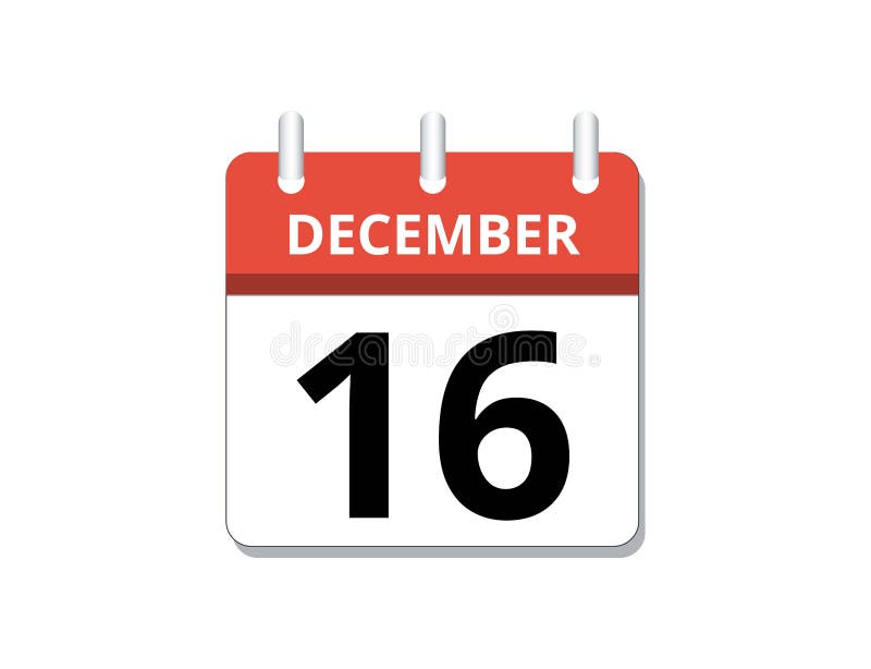 December, 16th Calendar Icon Vector, Concept of Schedule, Business and