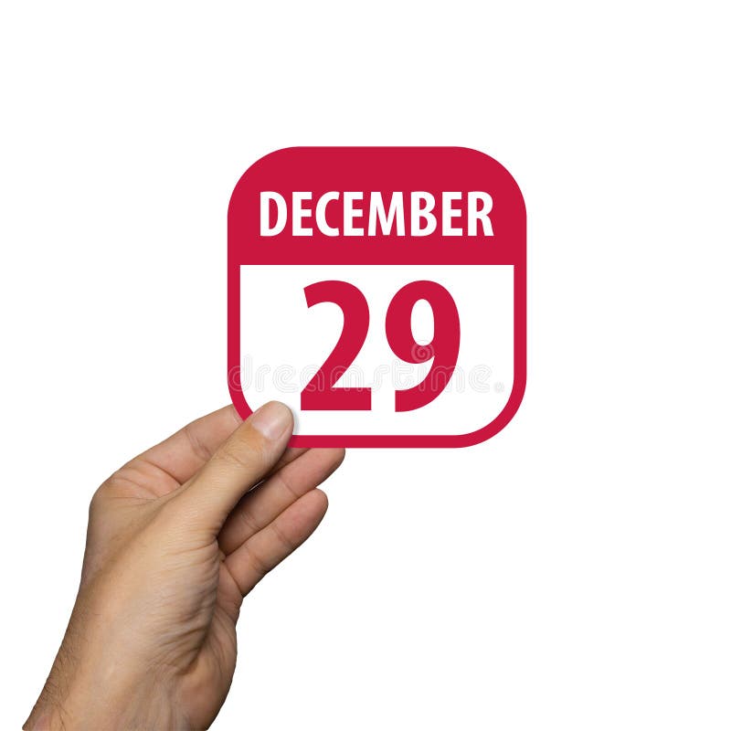 December 29th. Day 29 of month,hand hold simple calendar icon with date on white background. Planning. Time management. Set of royalty free stock photography