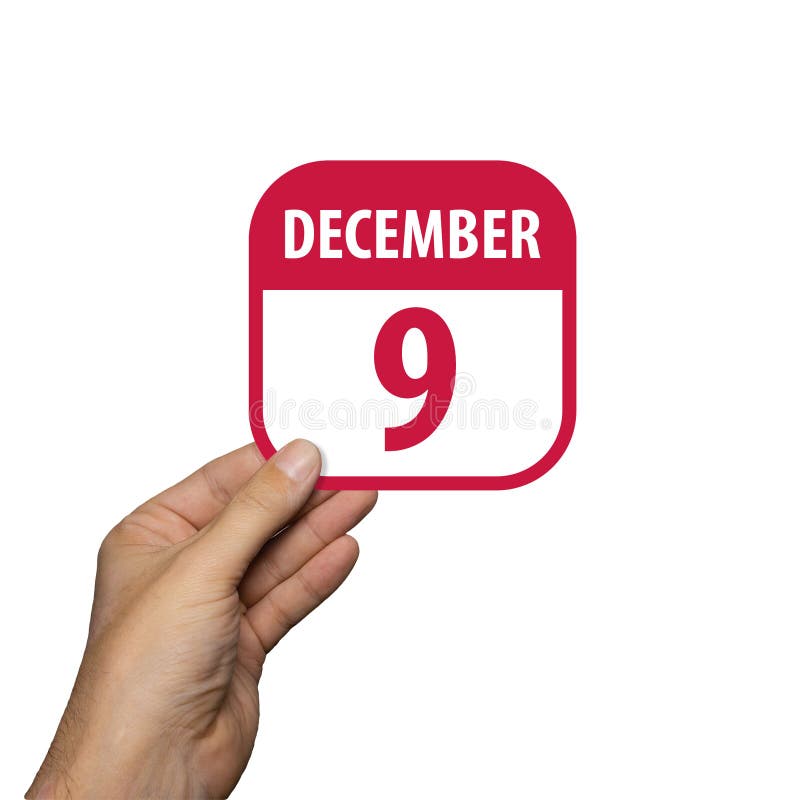 December 9th. Day 9 Of Month,hand Hold Simple Calendar Icon With Date