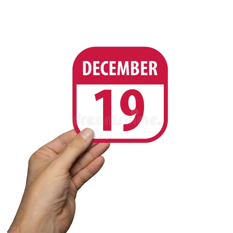 December 19th. Day 19 of month,hand hold simple calendar icon with date on white background. Planning. Time management. Set of royalty free stock image