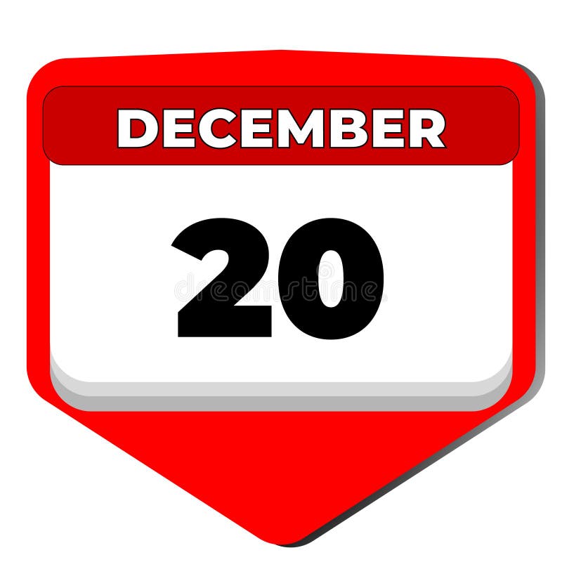20 decembrie 20 decembrie 2010, data calendarului 20 decembrie. a douăzecea zi din 20 decembrie a datei de 20 zile calendaristice stock illustration