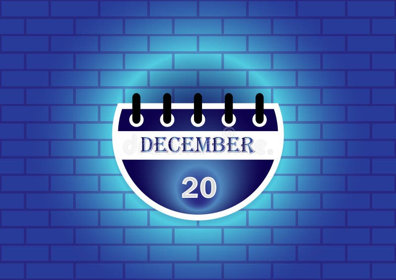 20 decembrie pe un calendar împotriva unui zid albastru. un design simplu și curat, perfect pentru mementouri și programare vector illustration