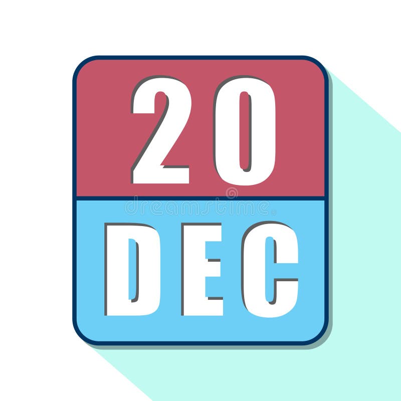 20 decembrie. pictograma calendar simplu din ziua 20 de luni pe fond alb. planificare. gestionarea timpului. set de pictograme de royalty free illustration