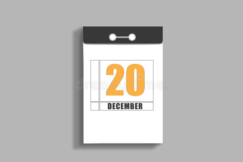 20 decembrie 20, a 20-a zi calendaristică a lunii Pagina albă a calendarului de separare a zidului gri. noțiunea de zi a royalty free illustration