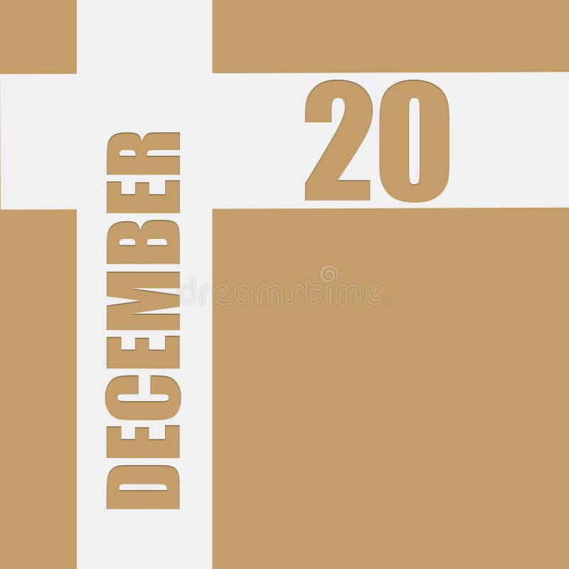 20 decembrie 20, a 20-a zi calendaristică a lunii, pe fundal, cu linii albe de intersectare cu inscripții pe ele vector illustration