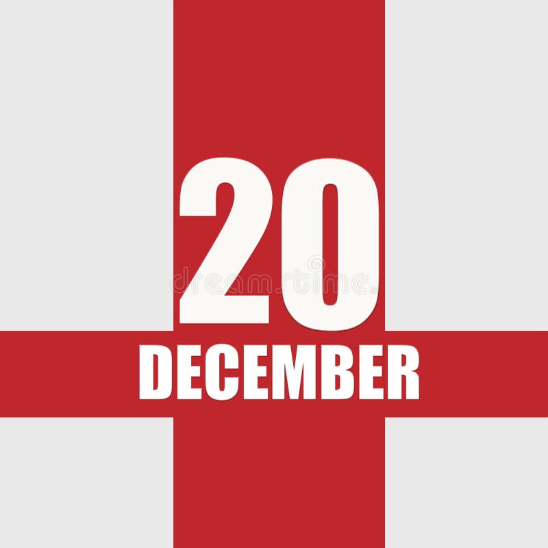 20 decembrie 20 a 20-a zi a lunii calendaristice Numere albe și text pe benzi roșii intersectate. conceptul de zi a anului vector illustration