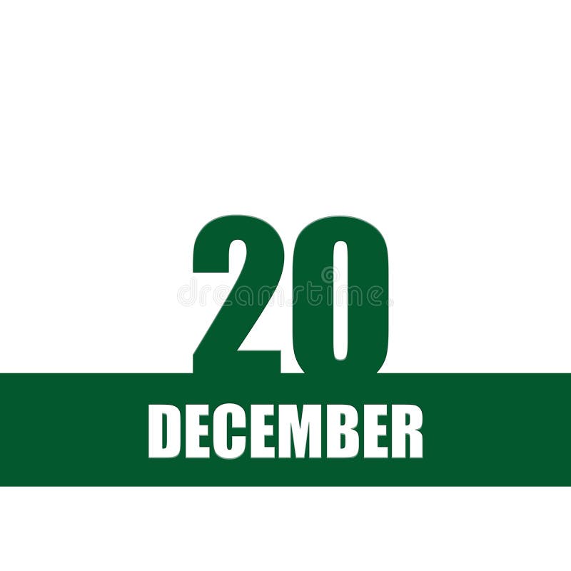 Decembrie 20 a 20-a zi a lunii calendaristice numere de referință și bandă cu text alb pe fond izolat. concept stock illustration