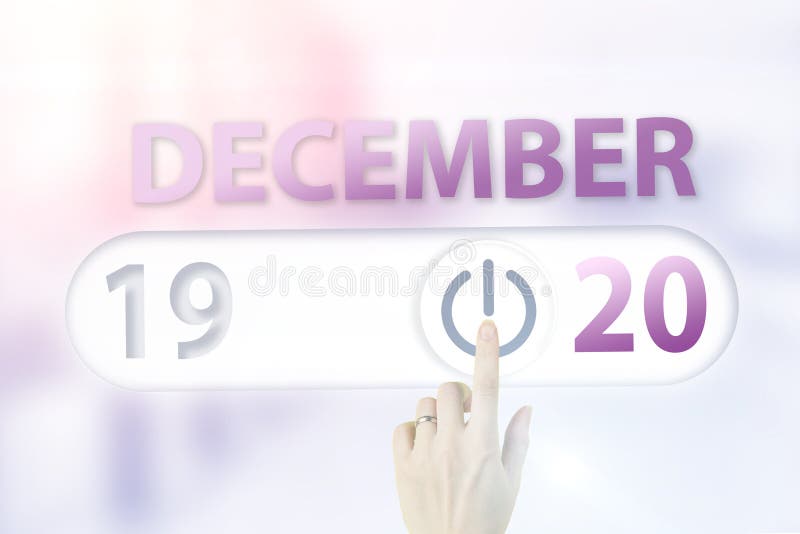 20 decembrie. ziua 20 de luni de machete de date cu degetul arătând data calendaristică pe fundalul birourilor de lumină solară. i royalty free illustration