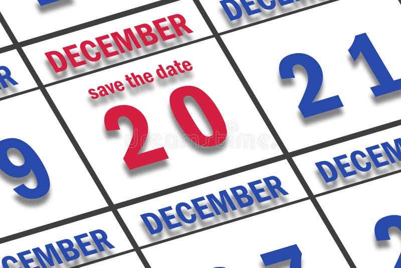 20 decembrie. ziua 20 din luna marcată pentru a salva data într-un calendar. ziua lunii de iarnă a anului stock illustration