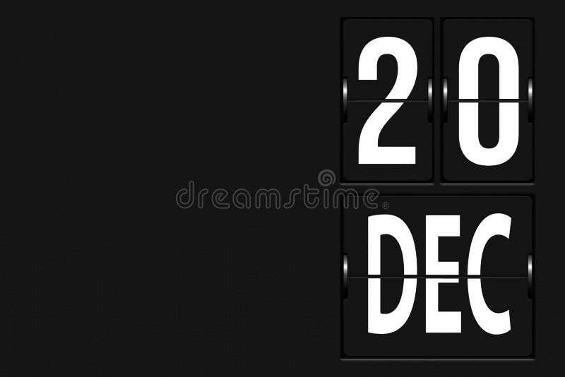 20 decembrie. ziua 20 luna calendar. calendar sub forma unui tablou de bord mecanic. ziua de iarnă a lunii vector illustration