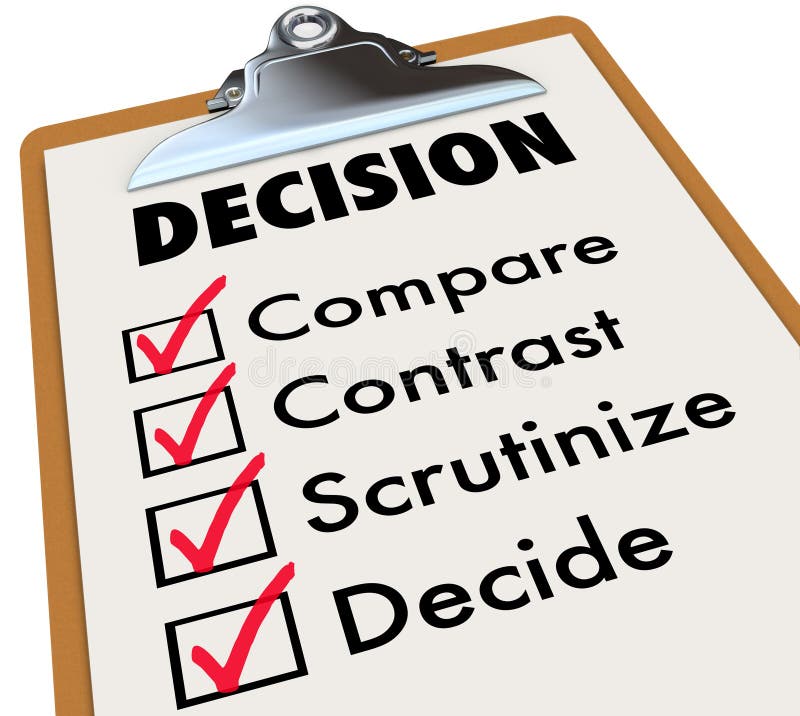 Decision Checklist Clipboard Compare Contrast Choose Options