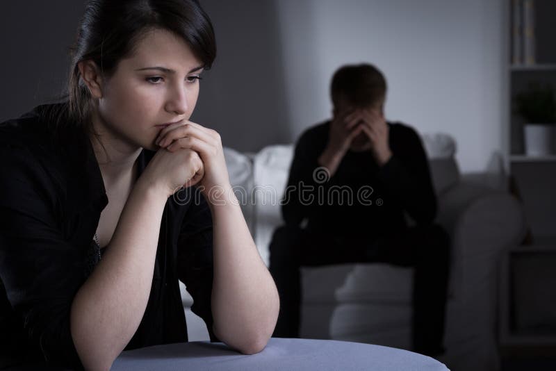 Worried married couple making decision about divorce