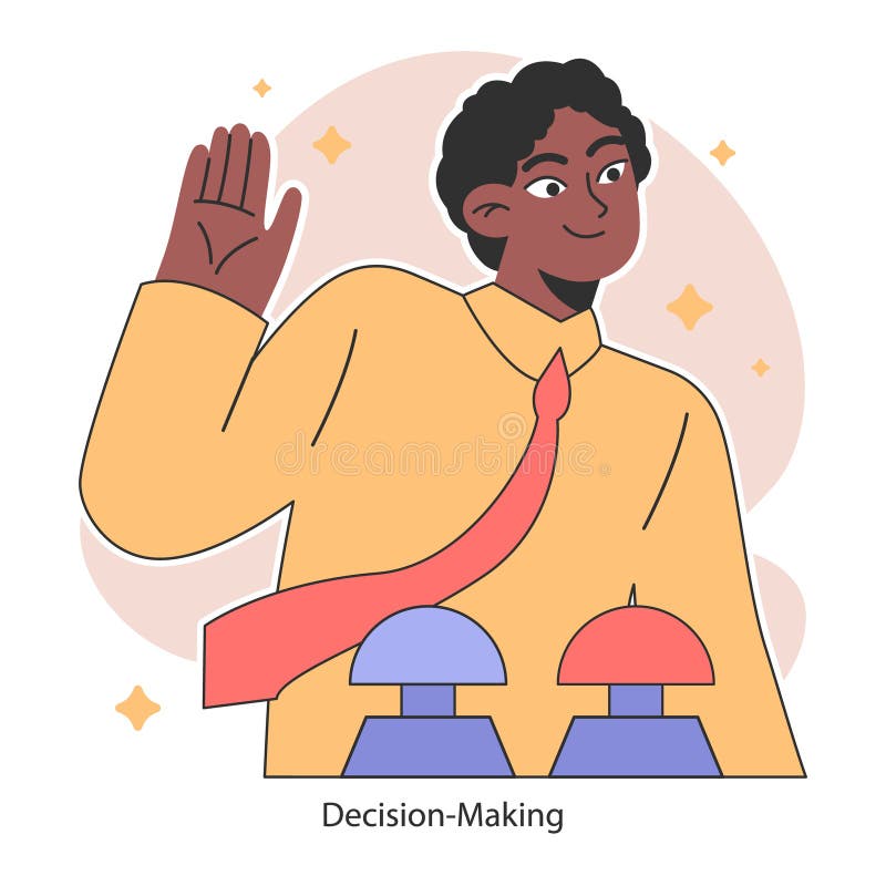 Decision-Making. Confident man pushing a button, confidently choosing royalty free illustration