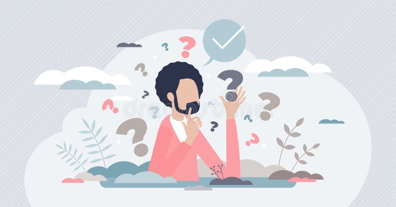 Decision making confusion and successful option choice tiny person concept stock illustration