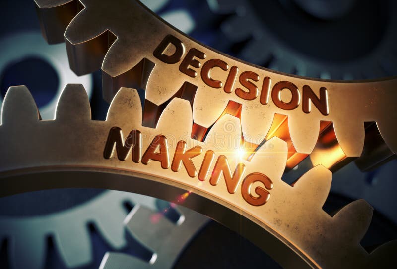 Decision Making on the Golden Gears. 3D Illustration. vector illustration
