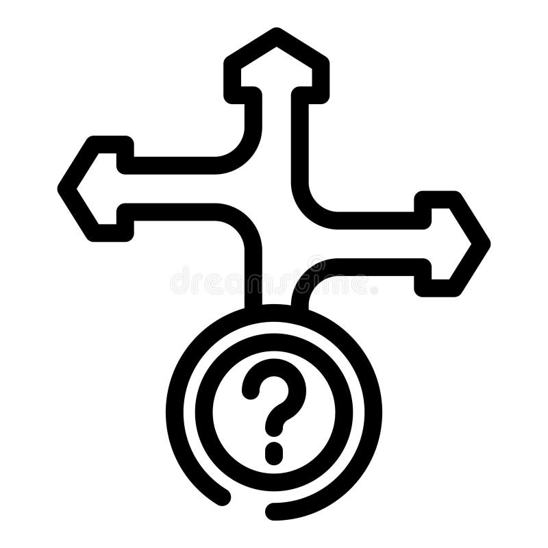 Contur vectorial al pictogramei de luare a deciziilor. căutare în mod corect vector illustration
