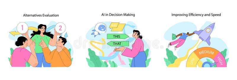 Decision making set. Flat vector illustration stock illustration