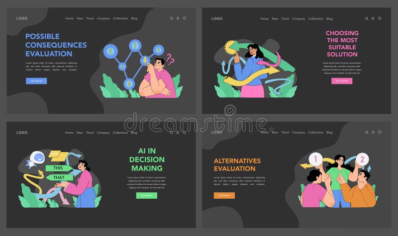 Decision making set. Flat vector illustration royalty free illustration