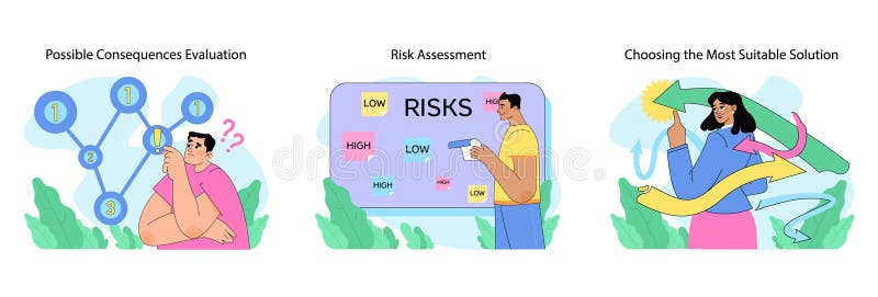Decision making set. Flat vector illustration royalty free illustration