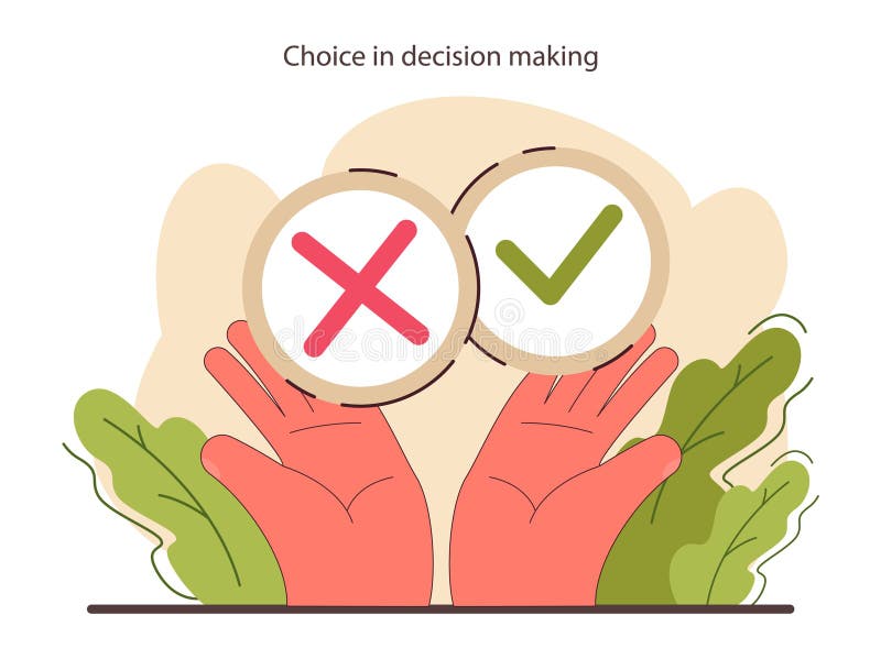 Decision-making set. Strategic thinking, brainstorming and solution research. stock illustration