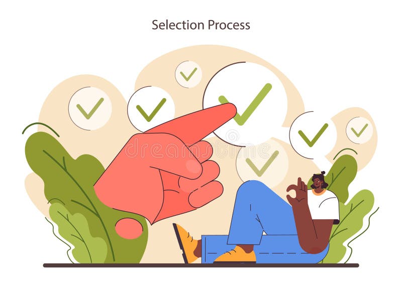 Decision-making set. Strategic thinking, brainstorming and solution research. stock illustration