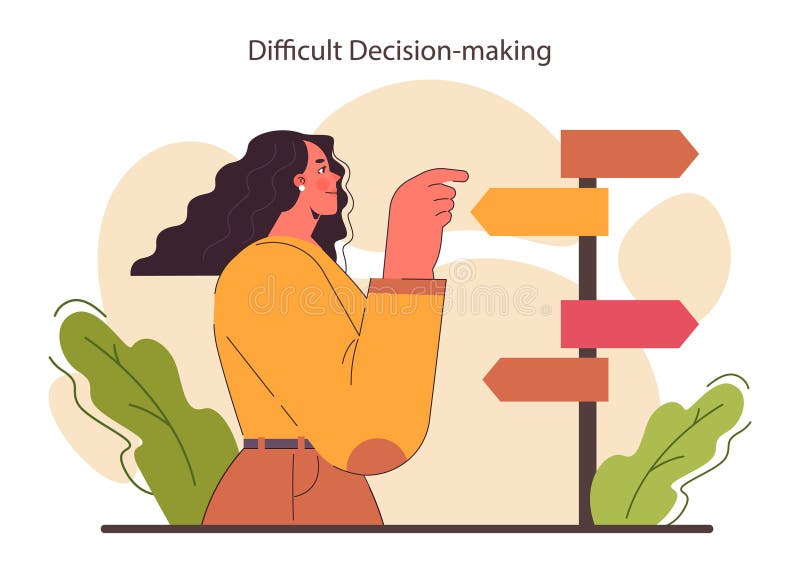 Decision-making set. Strategic thinking, brainstorming and solution research. stock illustration