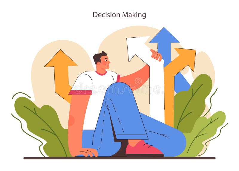 Decision-making set. Strategic thinking, brainstorming and solution research. royalty free illustration