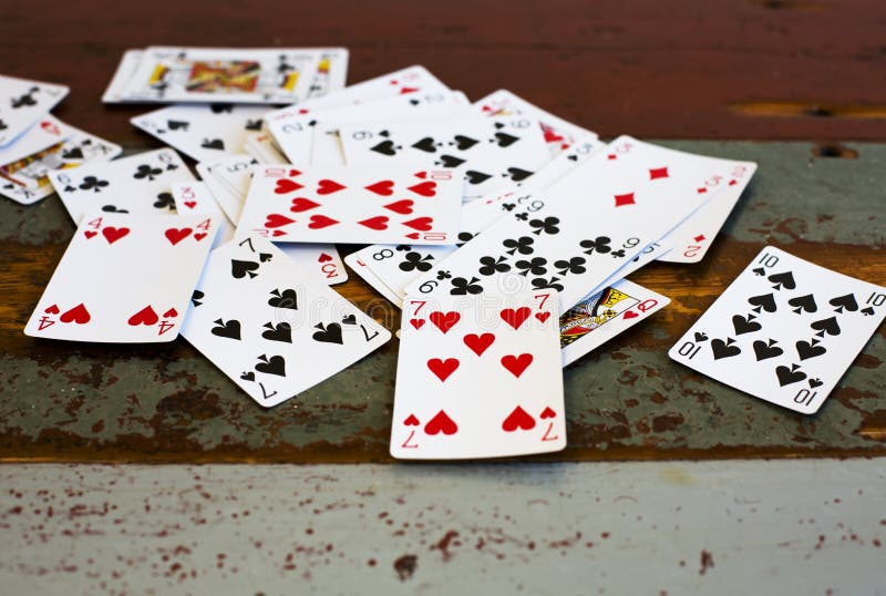 Deck of Cards on Vintage Table Stock Image Image of concept, cards