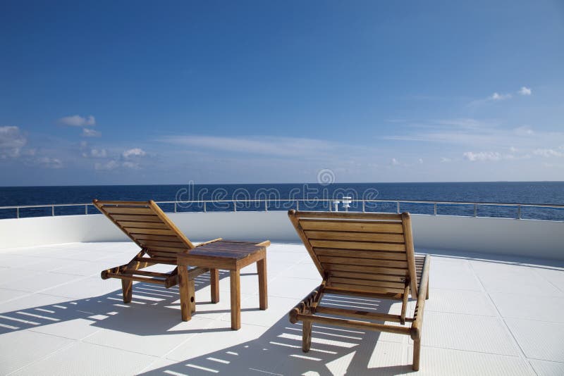 Deck chair on cruising ship