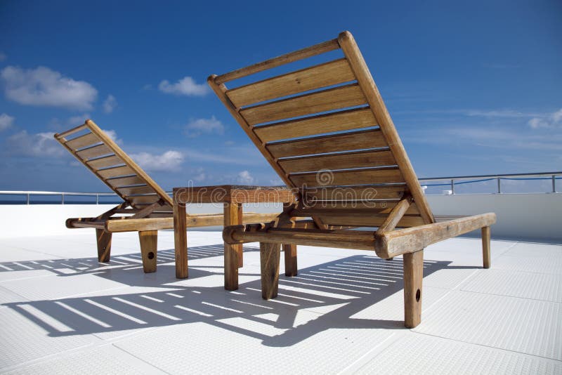 Deck chair on cruising ship