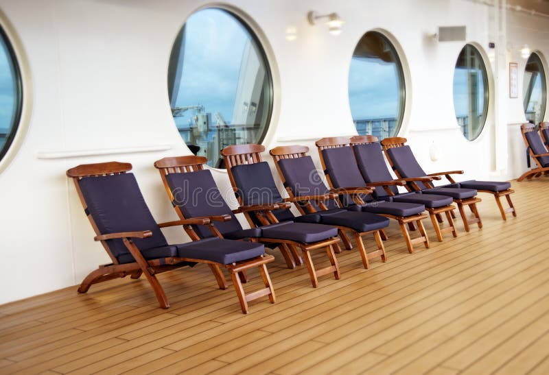 Deck chairs on a cruise ship