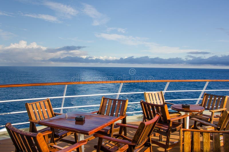 Deck chairs on cruise ship