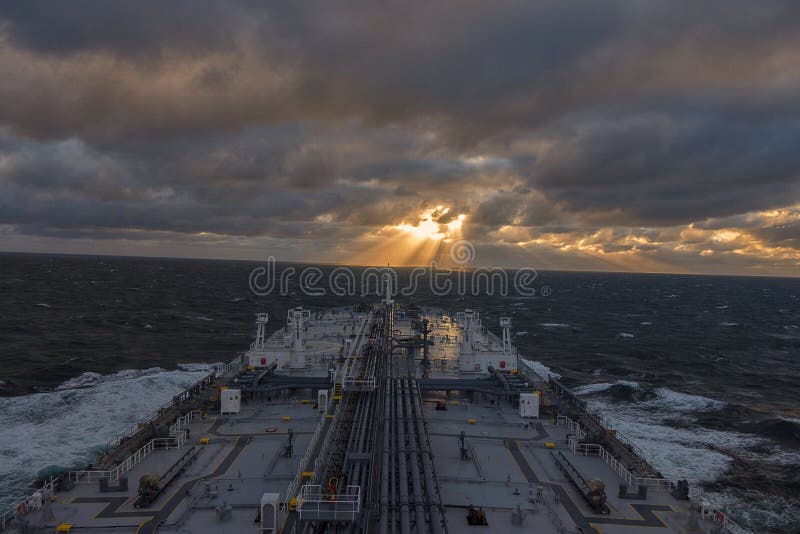 Deck of a Crude Oil Tanker Against the Backdrop of Sunrise in Stormy  Weather. Beautiful Desktop Wallpaper Stock Photo - Image of contrast,  steering: 159090928