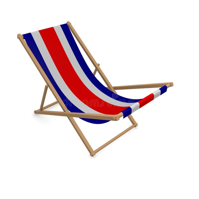Deckchair med flaggan eller Costa Rica stock illustrationer Deckchair med flaggan eller Costa Rica stock illustrationer