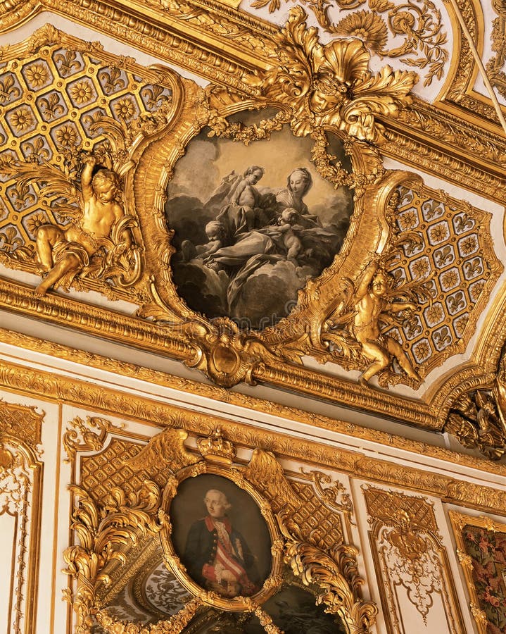 Decke vom Schlafzimmer der Königin Marie Antoinette an Versailles-Palast lizenzfreies stockbild Decke vom Schlafzimmer der Königin Marie Antoinette an Versailles-Palast lizenzfreies stockbild