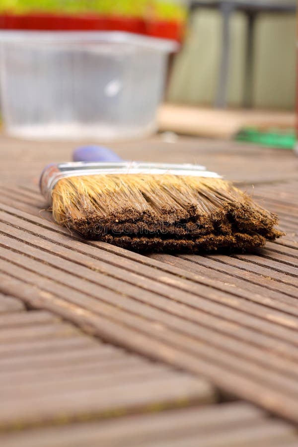 Decking brush paint stain stock image. Image of wood 72263585