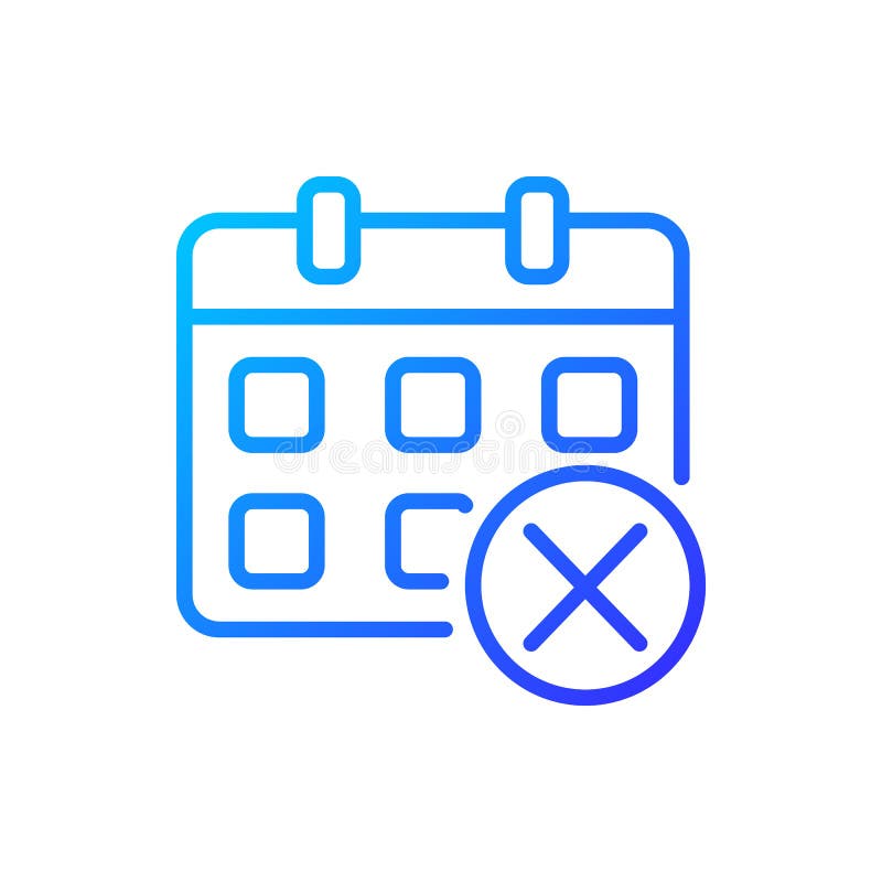 Decline event in calendar pixel perfect gradient linear vector icon royalty free illustration