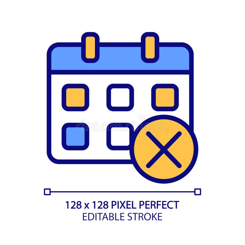 Decline event in calendar pixel perfect RGB color icon royalty free illustration