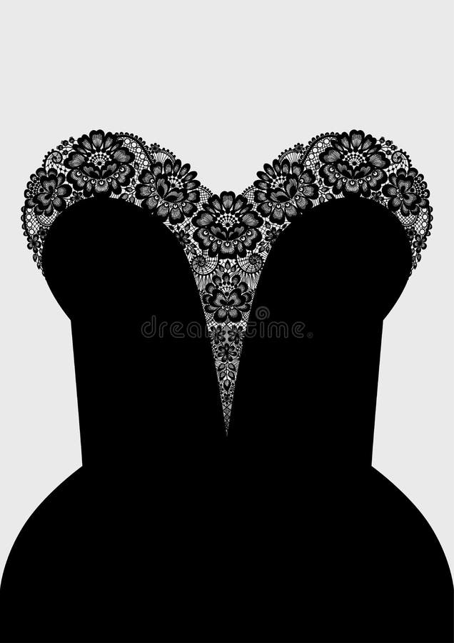 Decollete schwarzes Kleid lizenzfreie abbildung