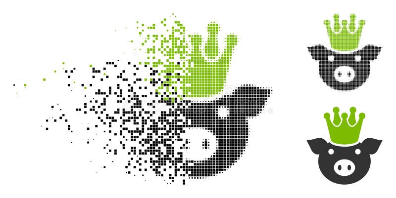 Decomposed Pixel Halftone King Pig Icon royalty free illustration Decomposed Pixel Halftone King Pig Icon royalty free illustration