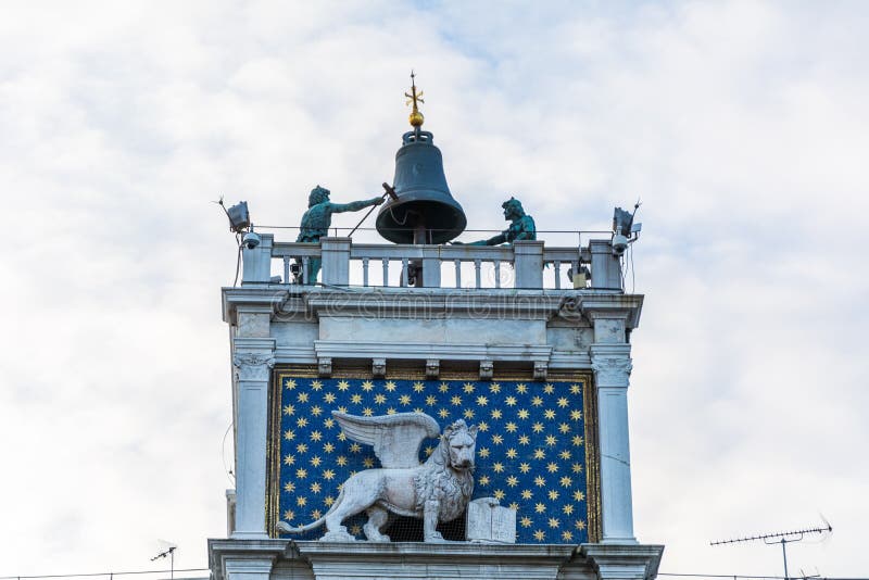 Decor on the Clock Tower Torre Dell`Orologio in Venice Editorial Stock Image Image of history
