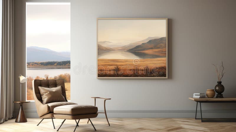 Decor painting hanging on wall stock illustration