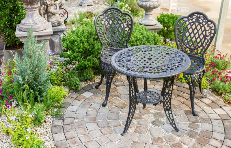 Decor Table and Chairs in Garden Stock Photo Image of gardening