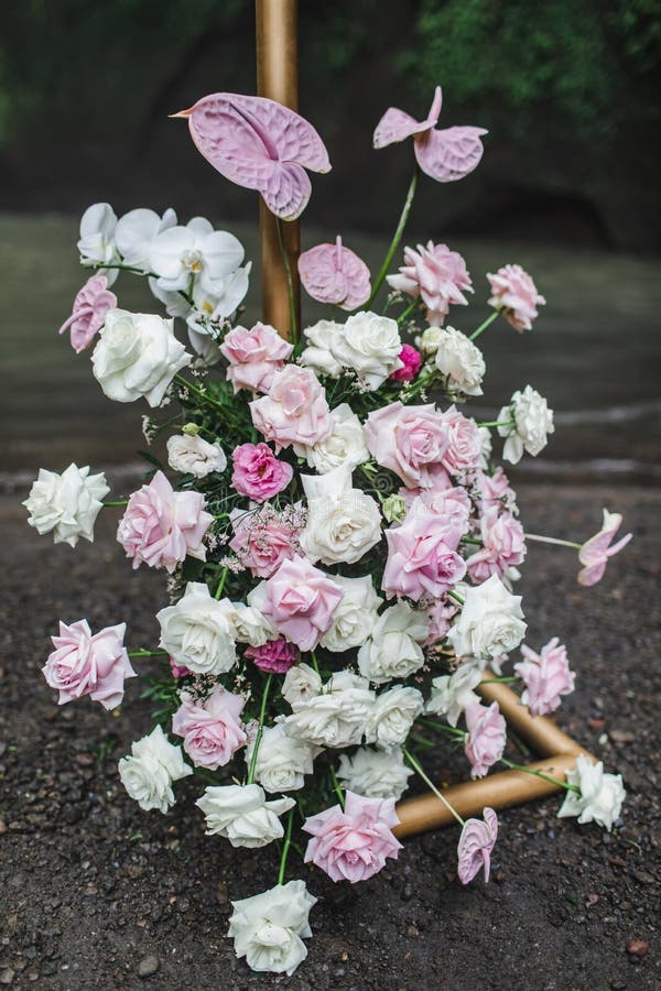 Decoração Do Arco De Casamento Das Orquídeas Cor-de-rosa, Rosas E Flores De  Antrúcio Imagem de Stock - Imagem de pastel, branco: 161841683