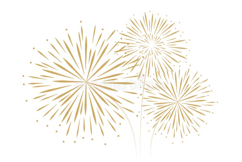 Jogo Isolado De Fogos De Artifício. Fogos De Artifício Dourados Bonitos No  Fundo Branco. Decoração Brilhante Para O Cartão De Natal, Celebração Do  Feliz Ano Novo, Aniversário, Festival. Desenho Plano Ilustração Vetorial