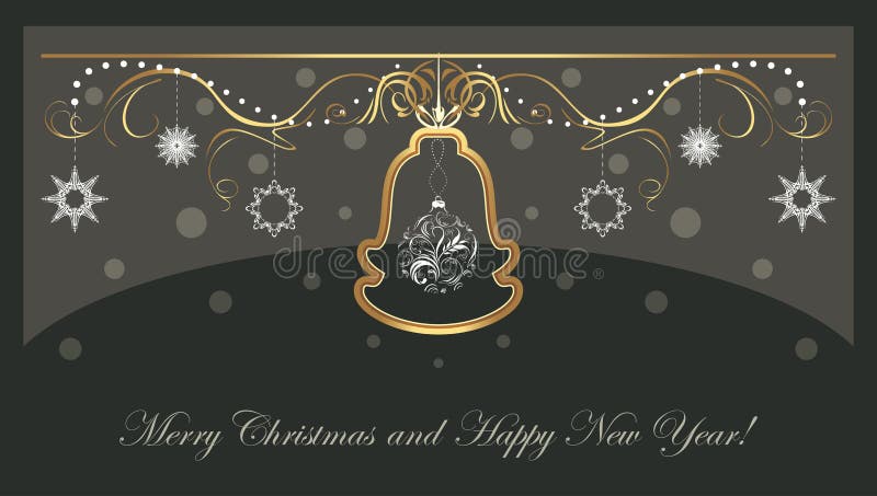 Decoración brillante de la Navidad en el fondo oscuro Postal de la vendimia libre illustration Decoración brillante de la Navidad en el fondo oscuro Postal de la vendimia libre illustration