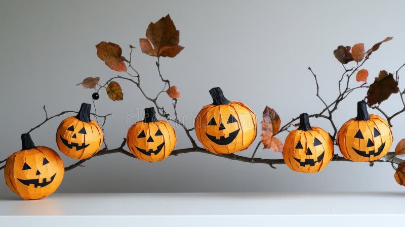 Decoración de halloween ecofriendalmente chic decoraciones de halloween con un diseño ecofriendalmente escandinavo con papel recic foto de archivo libre de regalías