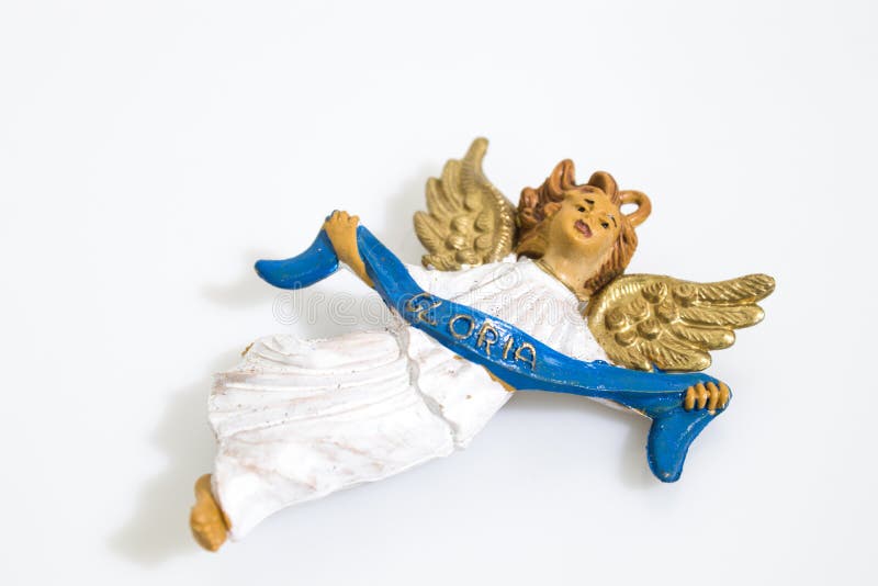 Decoración de la Navidad, ángel de la estatua de la natividad aislada en un blanco imágenes de archivo libres de regalías Decoración de la Navidad, ángel de la estatua de la natividad aislada en un blanco imágenes de archivo libres de regalías
