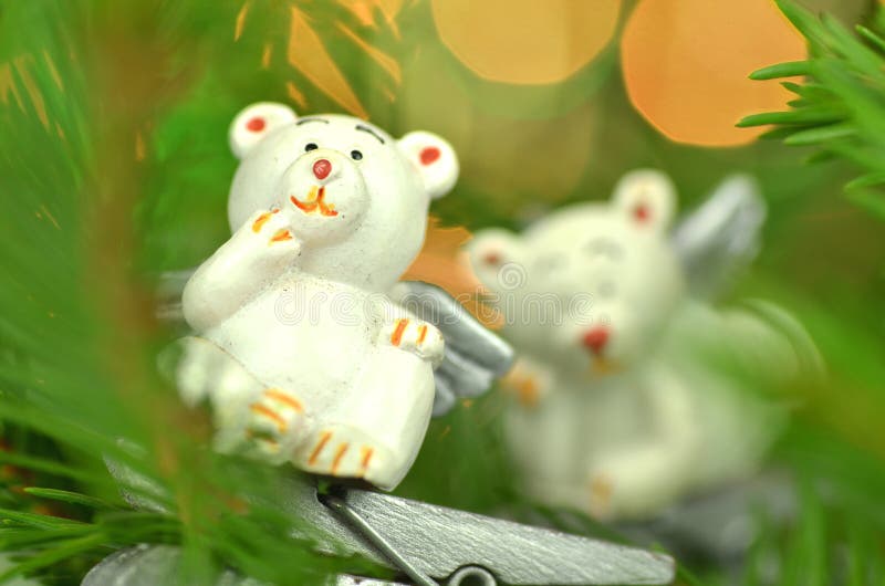Decoración de la Navidad, ángeles del oso blanco en el clip imágenes de archivo libres de regalías Decoración de la Navidad, ángeles del oso blanco en el clip imágenes de archivo libres de regalías